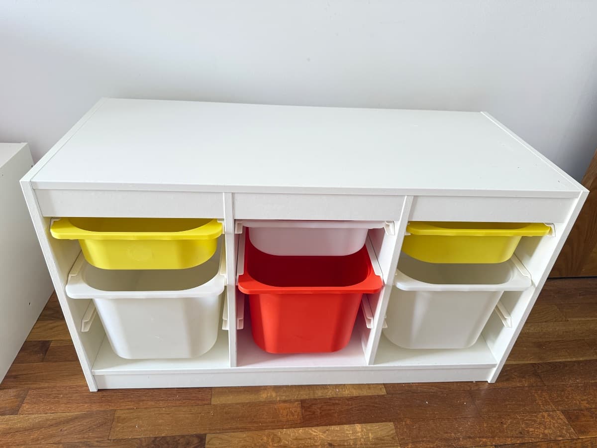 IKEA TROFAST Estrutura de arrumação branca com caixas